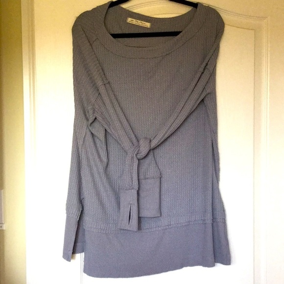 Free people waffle top shirt tunic xs 0 2 gray - Picture 1 of 4